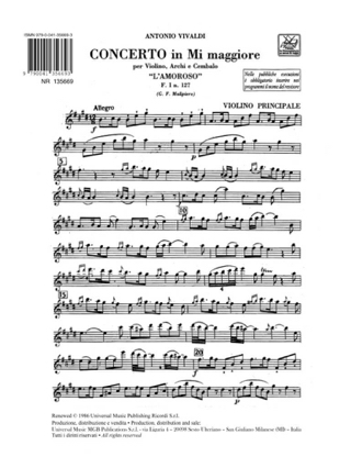 Concerto en Mi Maj. - F. 1 n° 127 - Matériel - VIVALDI - Partition